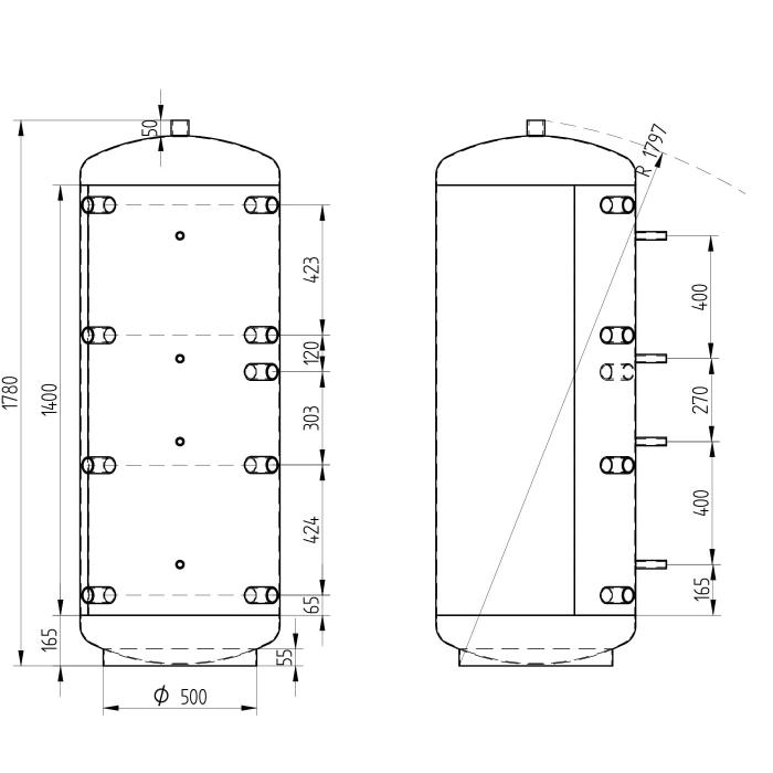 Akumulační nádrž 500l KXT0, d650