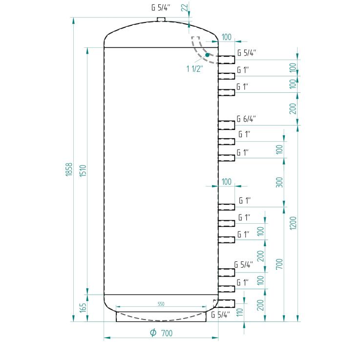 Akumulační nádrž 650l MG0, d700