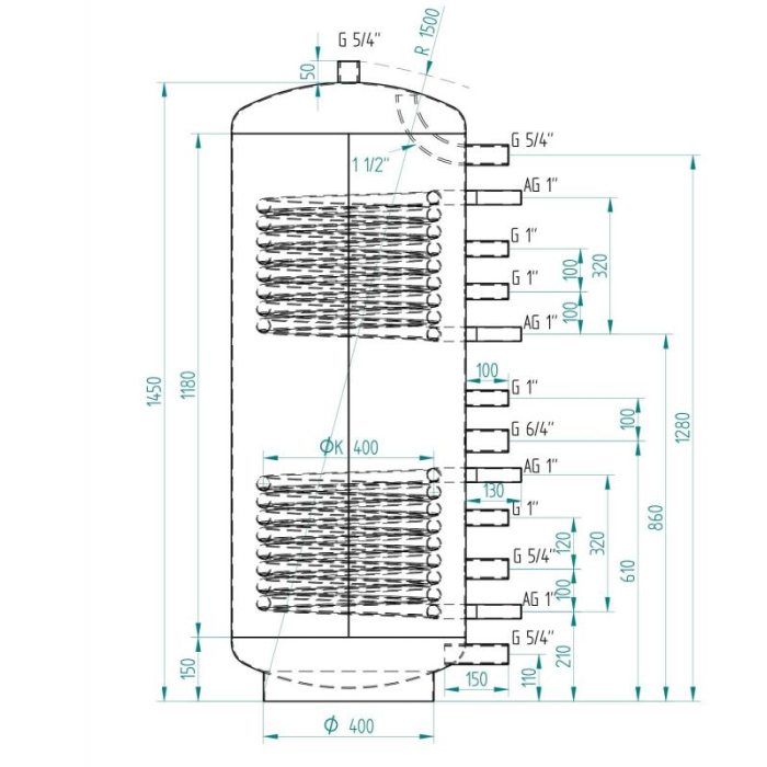 Akumulační nádrž 300l MG2, d550