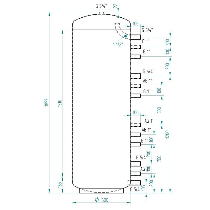 Akumulační nádrž 500l MG0, d600