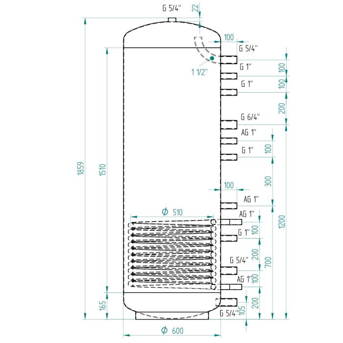 Akumulační nádrž 500l MG1, d600