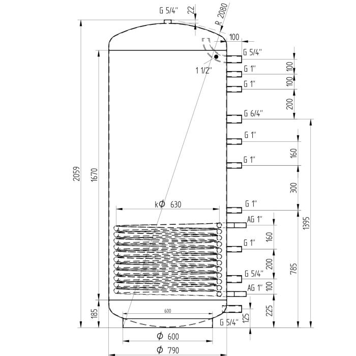 Akumulační nádrž 1000l MG1, d790