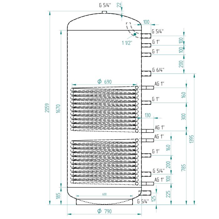Akumulační nádrž 1000l MG2, d790