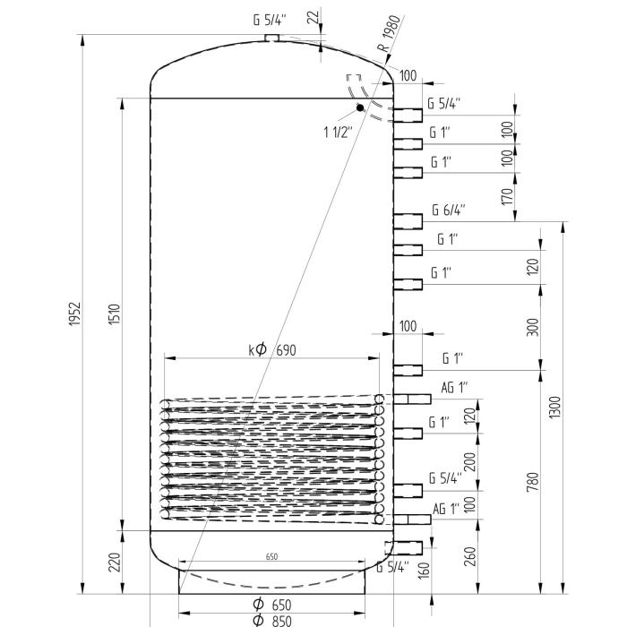 Akumulační nádrž 1000l MG1, d850