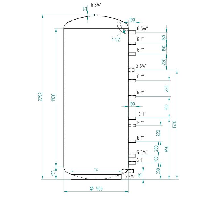 Akumulační nádrž 1500l MG0, d900