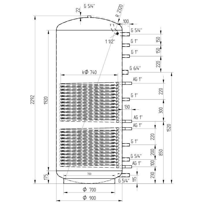 Akumulační nádrž 1500l MG2, d900