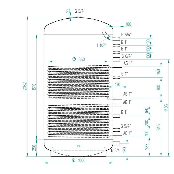 Akumulační nádrž 1500l MG2, d1000