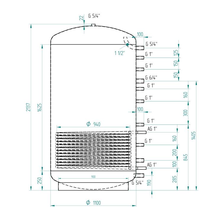 Akumulační nádrž 2000l MG2, d1100